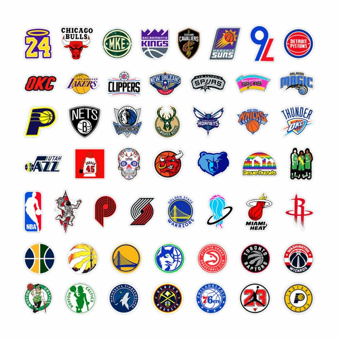 NBA バスケットボール 防水ステッカー 50枚 バスケ スポーツ/アウトドアのスポーツ/アウトドア その他(バスケットボール)の商品写真