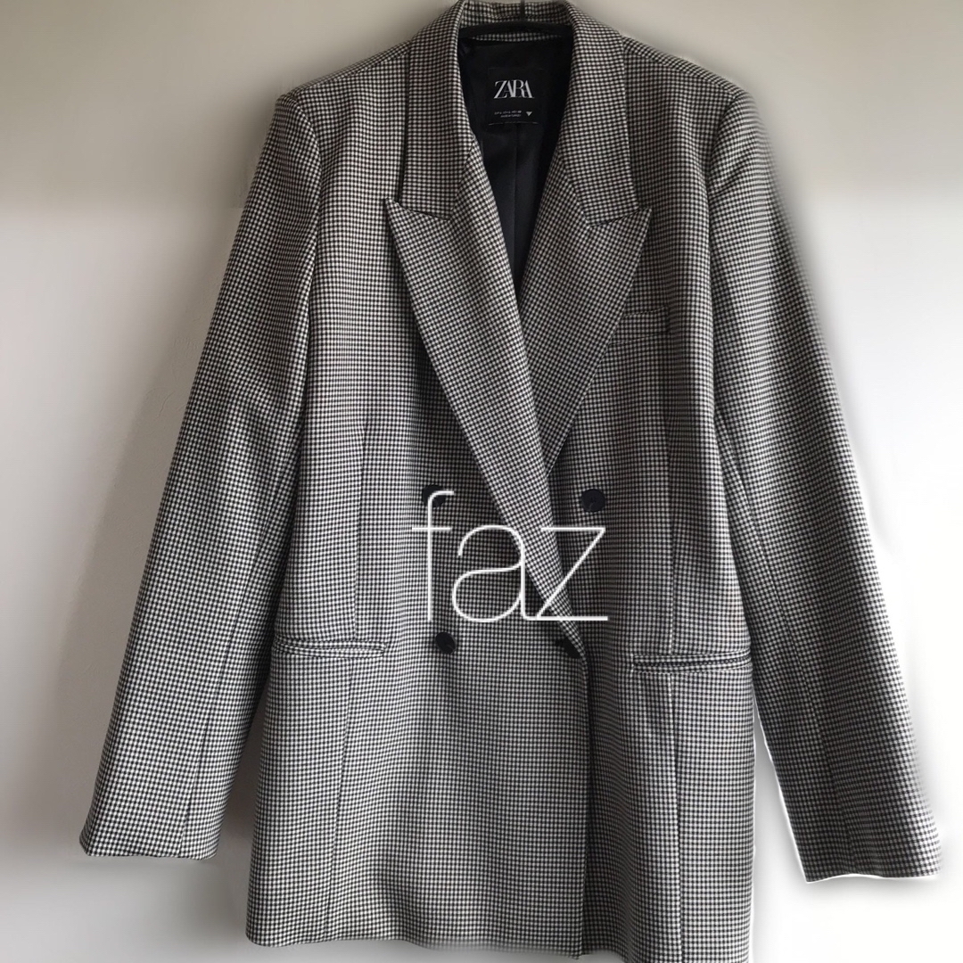 ZARA(ザラ)のZARA  ザラ　ダブルブレストブレザー　ジャケット　チェック レディースのジャケット/アウター(テーラードジャケット)の商品写真