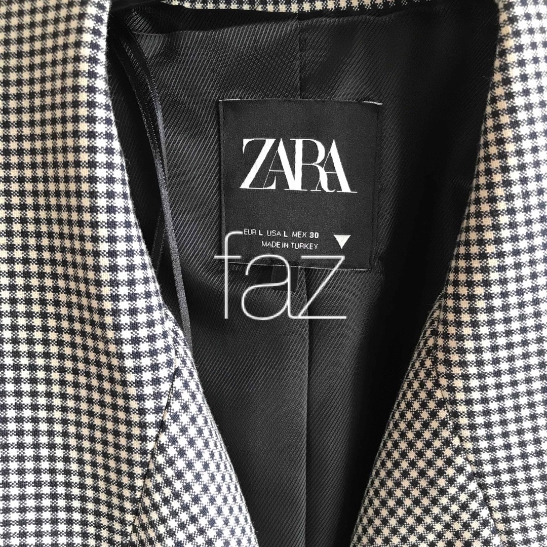 ZARA(ザラ)のZARA  ザラ　ダブルブレストブレザー　ジャケット　チェック レディースのジャケット/アウター(テーラードジャケット)の商品写真