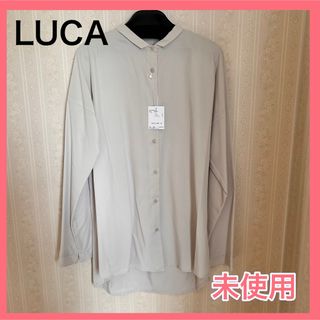 ブラウス　シャツ　白　しろ　LUCA ルカ　未使用　日本製　グレイ　フリーサイズ(シャツ/ブラウス(長袖/七分))