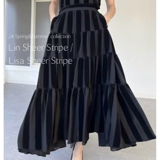 SHE Tokyo lisa sheer stripe 34(ロングスカート)