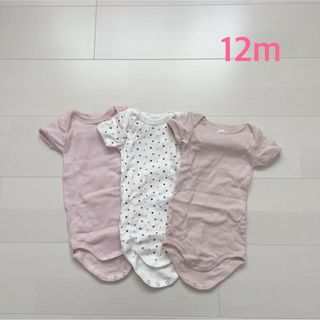 プチバトー(PETIT BATEAU)のプチバトー　半袖ボディ3枚組　12m(ロンパース)