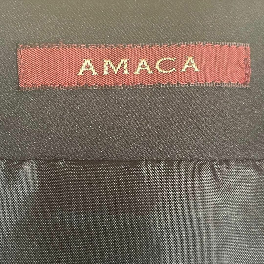 AMACA(アマカ)のAMACA アマカ　台形スカート　ブラック×ホワイトボーダー　36 レディースのスカート(ひざ丈スカート)の商品写真