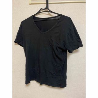 ジーユー(GU)のGU Tシャツ メンズ　Vネック　Mサイズ　ブラック(Tシャツ/カットソー(半袖/袖なし))