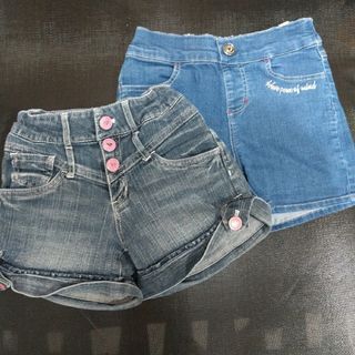 150 女の子 デニム ショートパンツ セット(ショートパンツ)