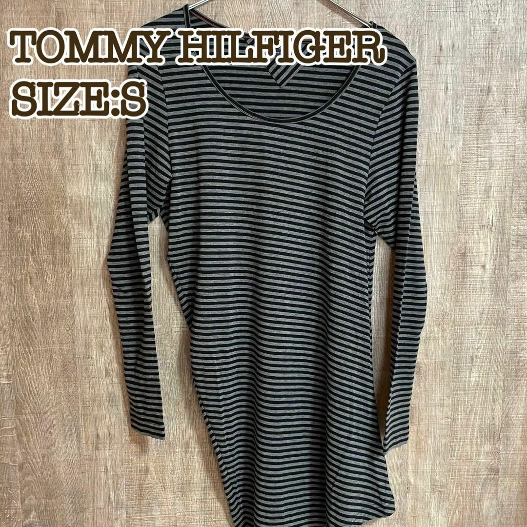 TOMMY HILFIGER(トミーヒルフィガー)のTOMMY HILFIGER トミーヒルフィガー　Tシャツワンピース　ボーダーS レディースのワンピース(ひざ丈ワンピース)の商品写真