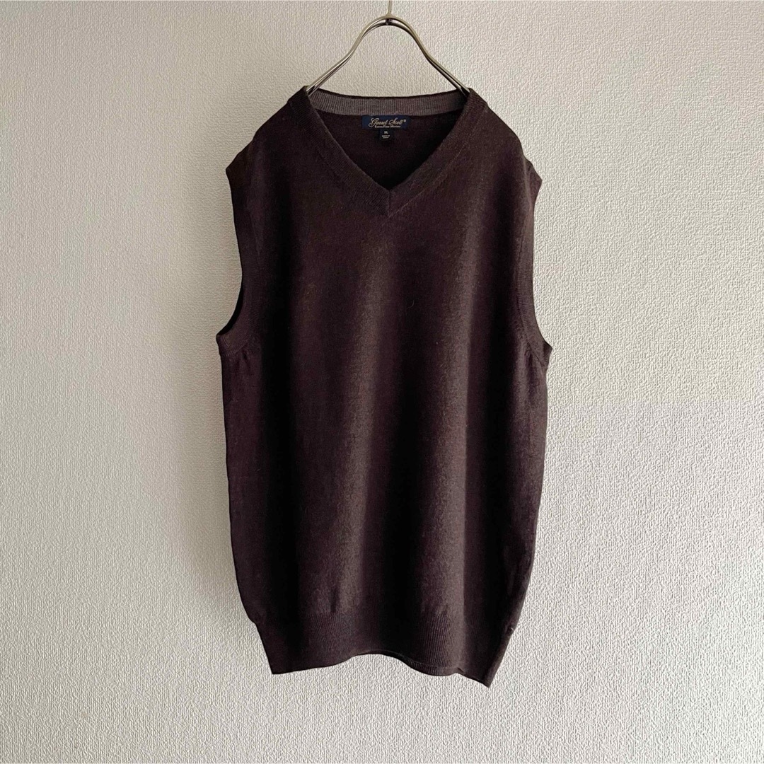 古着 “Garret Scott” Knit Vest / 無地 ダークブラウン メンズのトップス(ベスト)の商品写真