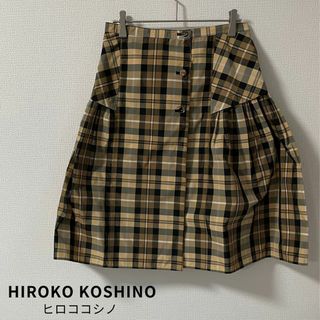 ヒロココシノ(HIROKO KOSHINO)のHIROKO KOSHINOヒロコノシノ チェック柄 ひざ丈 スカート 総柄(ひざ丈スカート)