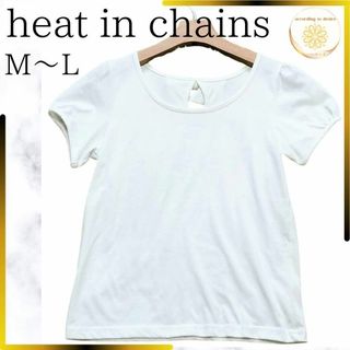 heat in chains レディース 半袖 tシャツ リボン付き 白 m l(Tシャツ(半袖/袖なし))