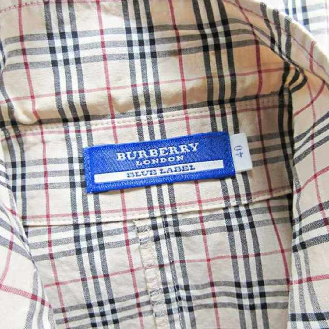 BURBERRY BLUE LABEL(バーバリーブルーレーベル)のバーバリーブルーレーベル ノバチェック シャツ 5分袖 比翼 ベージュ 40 レディースのトップス(シャツ/ブラウス(長袖/七分))の商品写真