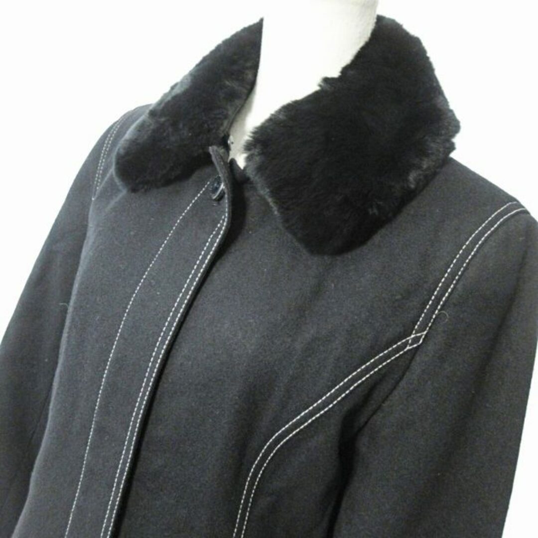 Courreges(クレージュ)のクレージュ ステンカラー ショート コート ジャケット ウール アンゴラ混 黒9 レディースのジャケット/アウター(その他)の商品写真