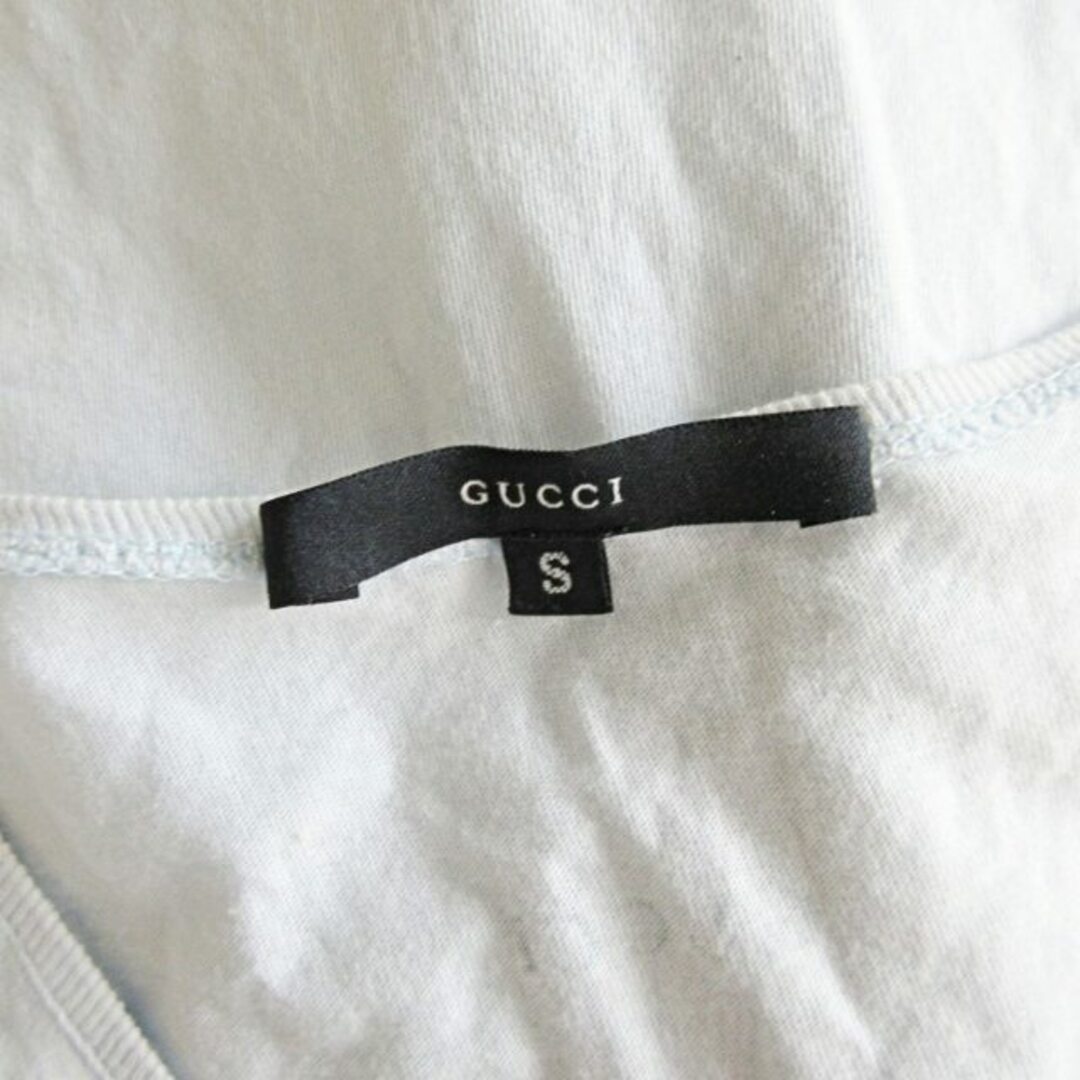 Gucci(グッチ)のグッチ Vネック 長袖 カットソー バックロゴプリント サックスブルー S レディースのトップス(カットソー(長袖/七分))の商品写真