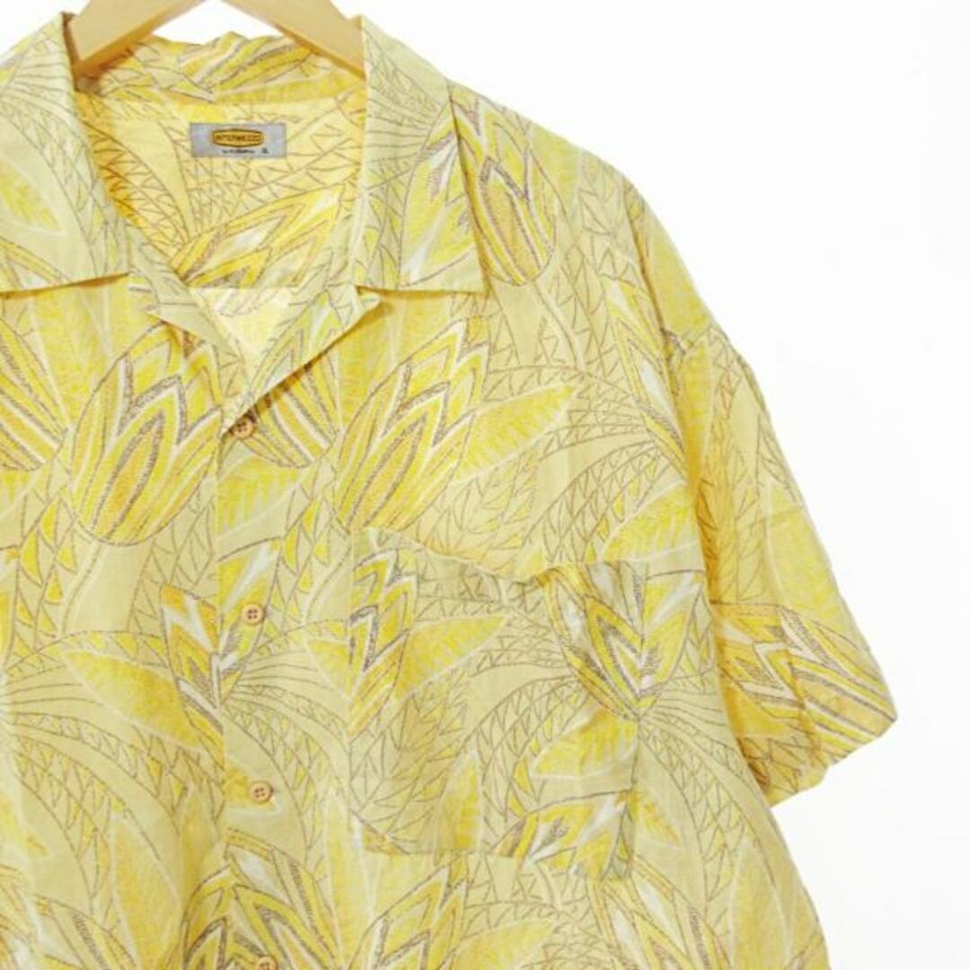 インターメッツォ オープンカラー シャツ 半袖 総柄 リゾート柄 黄色 3L メンズのトップス(シャツ)の商品写真
