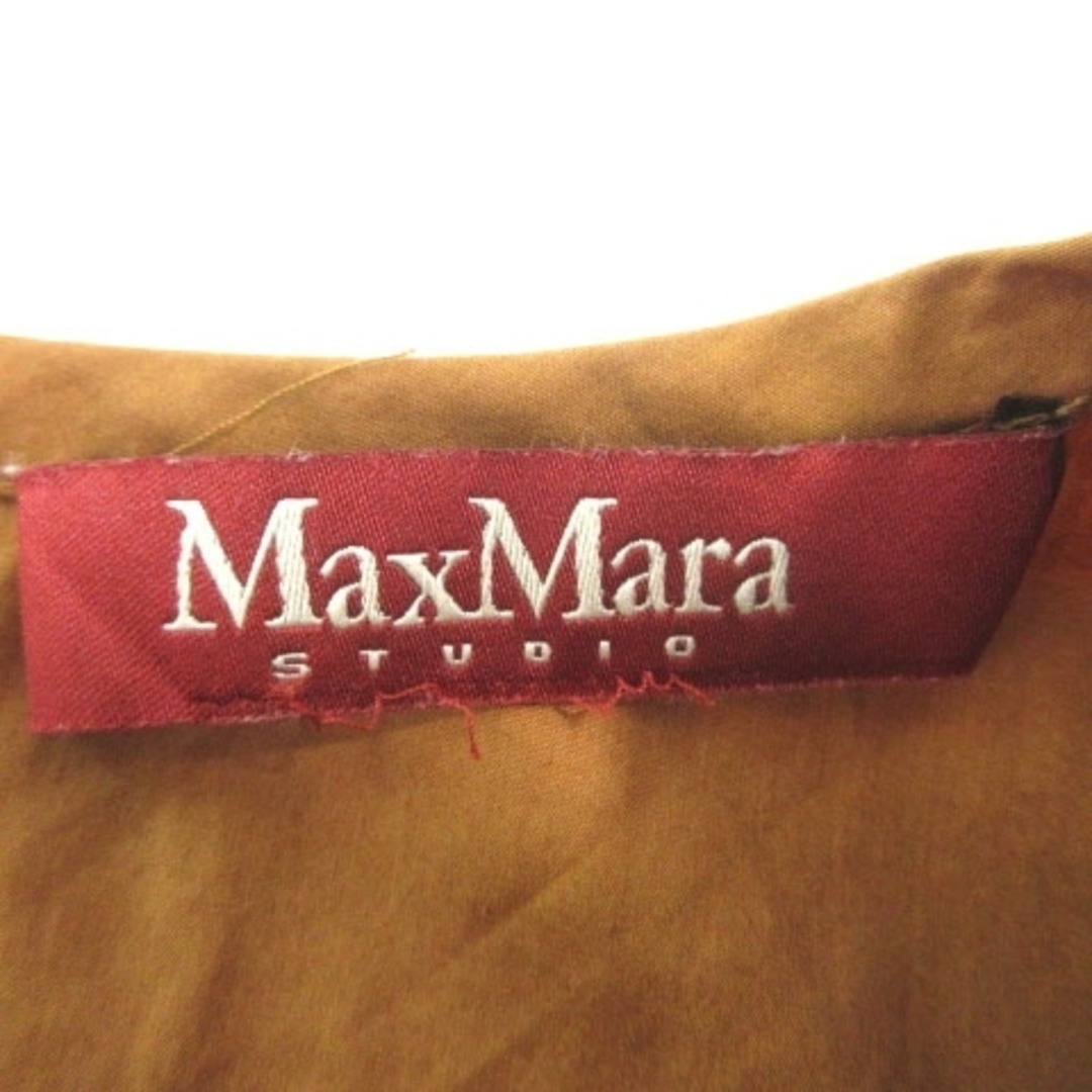 Max Mara(マックスマーラ)のマックスマーラ 美品 半袖 カットソー ブラウス 袖フレア 無地 薄手 約S 茶 レディースのトップス(カットソー(半袖/袖なし))の商品写真