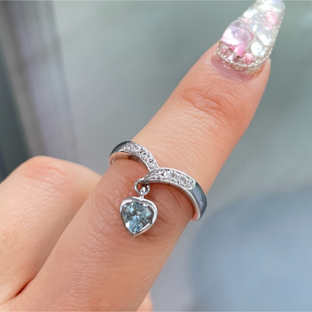 【美品 silver925】天然石 ハート リング レディースのアクセサリー(リング(指輪))の商品写真