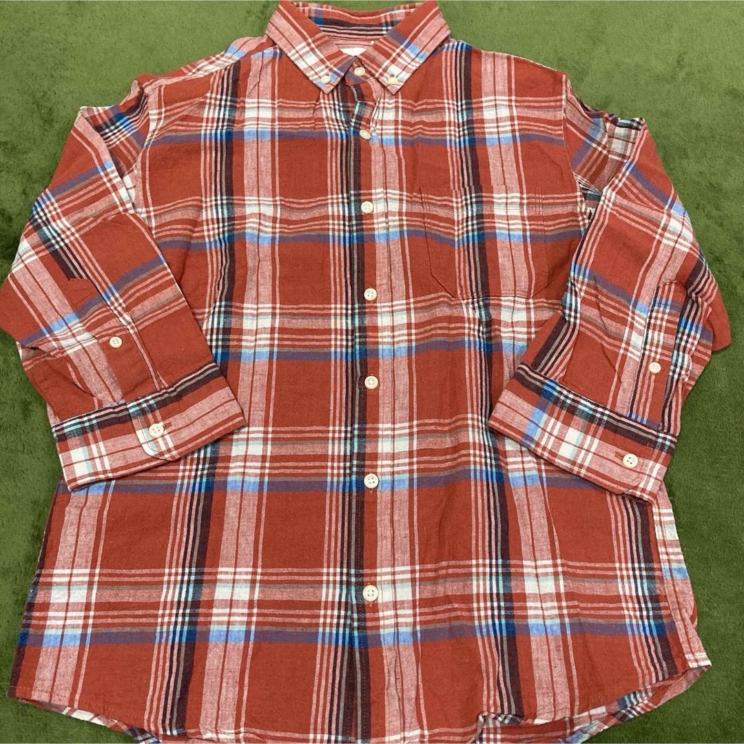 GU(ジーユー)のGU ジーユー　チェックシャツ　S メンズ　七分袖　赤　レッド　シャツ メンズのトップス(シャツ)の商品写真