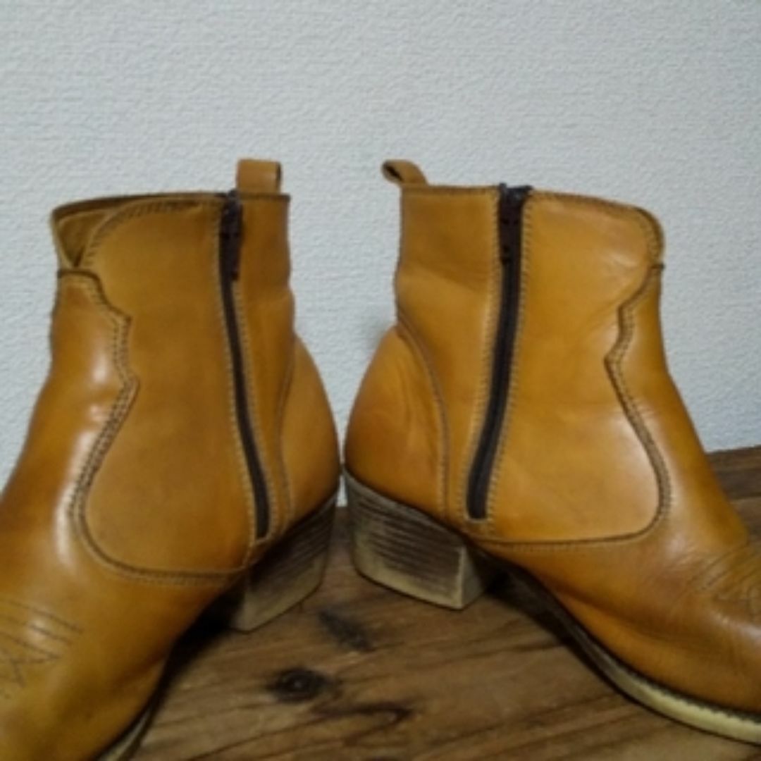 古着 レザー ショートウェスタンブーツ 27 メンズの靴/シューズ(ブーツ)の商品写真