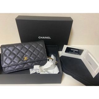 シャネル(CHANEL)のシャネル チェーンウォレット キャビアスキン　ゴールド(ショルダーバッグ)