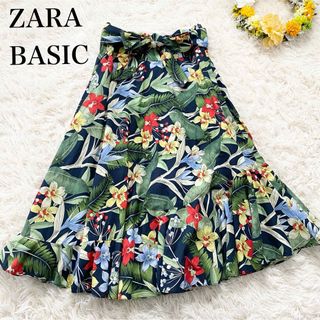 ザラ(ZARA)の【ZARA BASIC】ボタニカルプリントフレアスカート コットン100 S(ロングスカート)