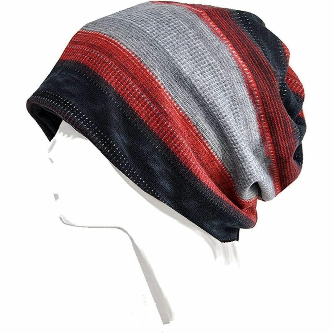 ニット帽 春 男女兼用 ニット帽 ターバン ヘアバンド ネックウォーマー 赤色 レディースの帽子(ニット帽/ビーニー)の商品写真