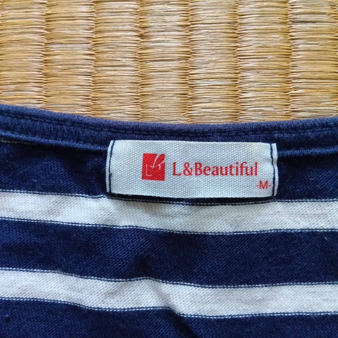 L＆Beautiful ネイビーボーダー七分袖カットソーM レディースのトップス(カットソー(長袖/七分))の商品写真