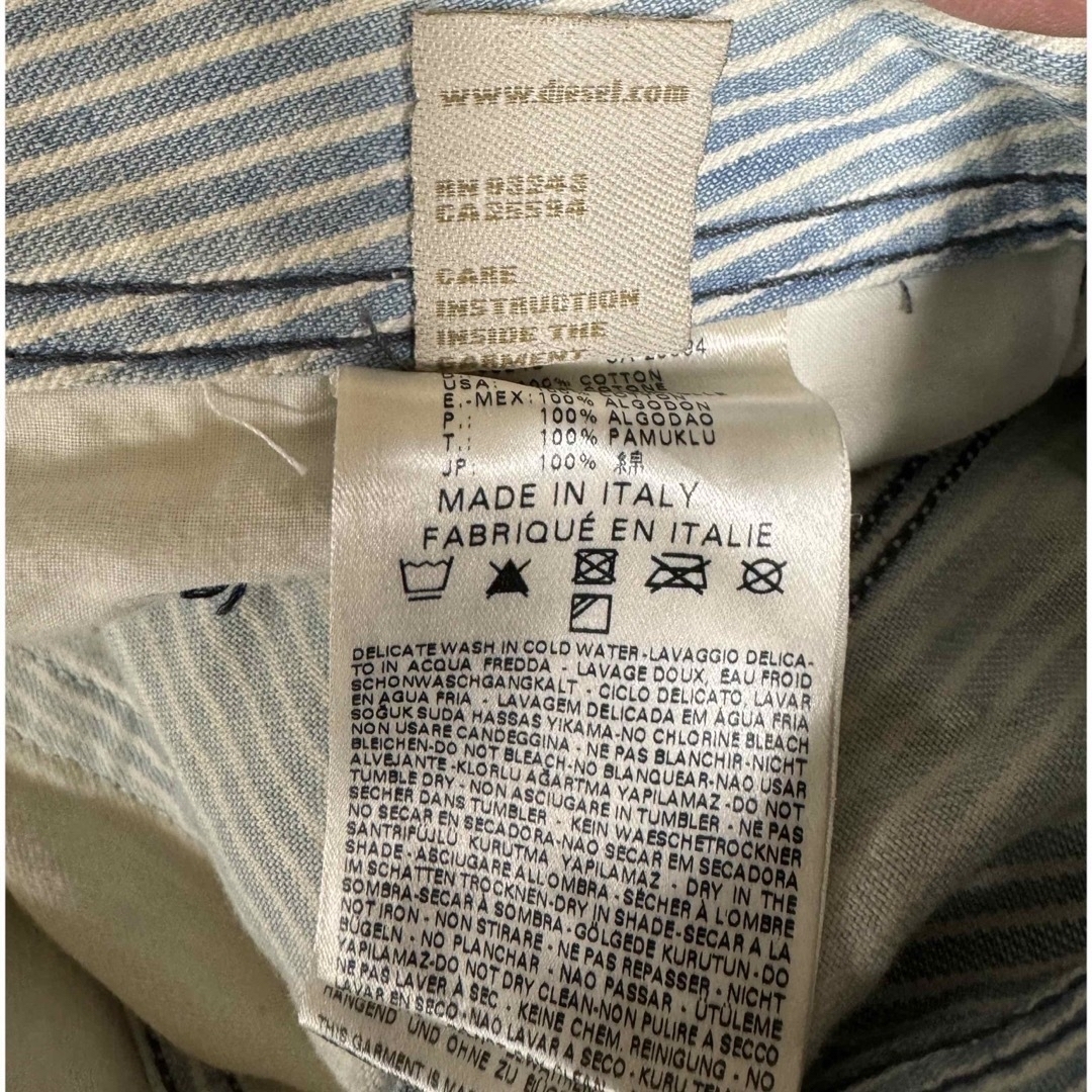 DIESEL(ディーゼル)のDIESEL ディーゼル ユーズド加工 ヒッコリー デニム スリム イタリア製 メンズのトップス(シャツ)の商品写真