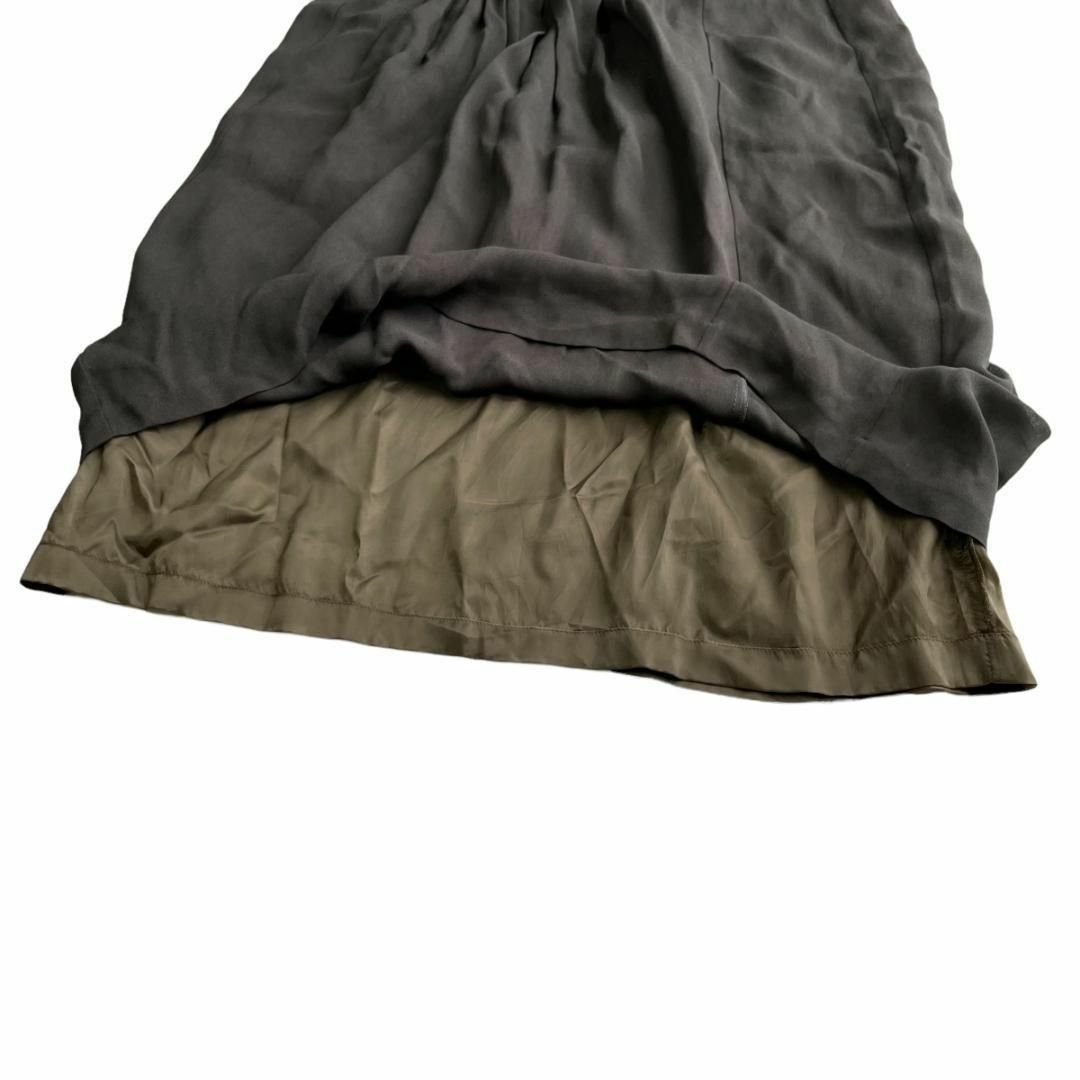 Jil Sander(ジルサンダー)のJIL SANDER レーヨン シアースカート 膝丈 サイズ34 オリーヴ レディースのスカート(ひざ丈スカート)の商品写真