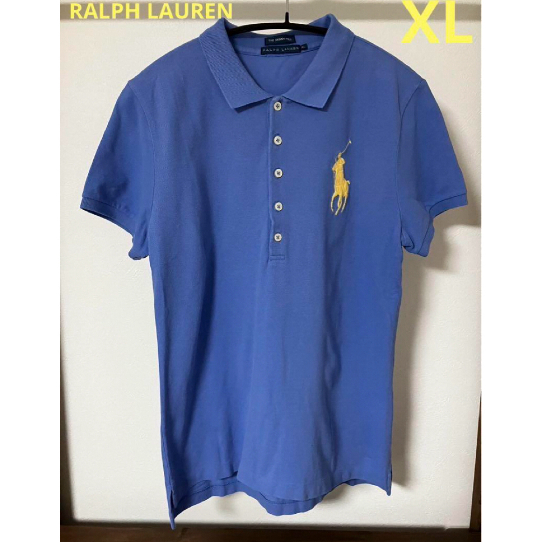 Ralph Lauren(ラルフローレン)のRALPH LAUREN ポロシャツ レディース XL 青 BIGポニー 刺繍 レディースのトップス(ポロシャツ)の商品写真