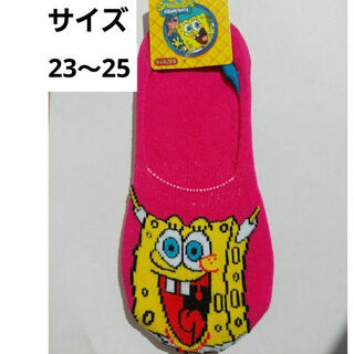【新品】スポンジボブ　春色　靴下　ピンク　サイズ23~25センチ(その他)