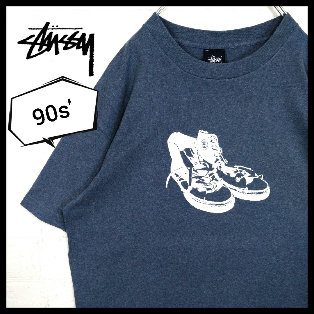 STUSSY(ステューシー)の【STUSSY】90s'紺タグ USA製 vintage スニーカー Tシャツ メンズのトップス(Tシャツ/カットソー(半袖/袖なし))の商品写真