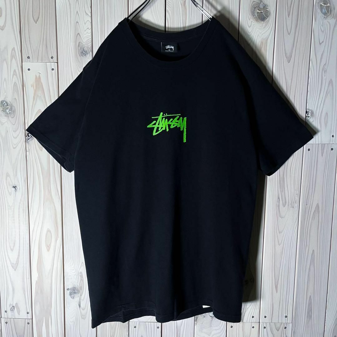 STUSSY(ステューシー)の【良品 M】ステューシー stussy センター ストックロゴ Tシャツ 黒 メンズのトップス(Tシャツ/カットソー(半袖/袖なし))の商品写真