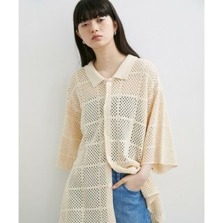 アダムエロペ(AER ADAM ET ROPE)の23ss アダムエロペ 透かし編みクロシェニットシャツ/ジャーナルスタンダード(ポロシャツ)