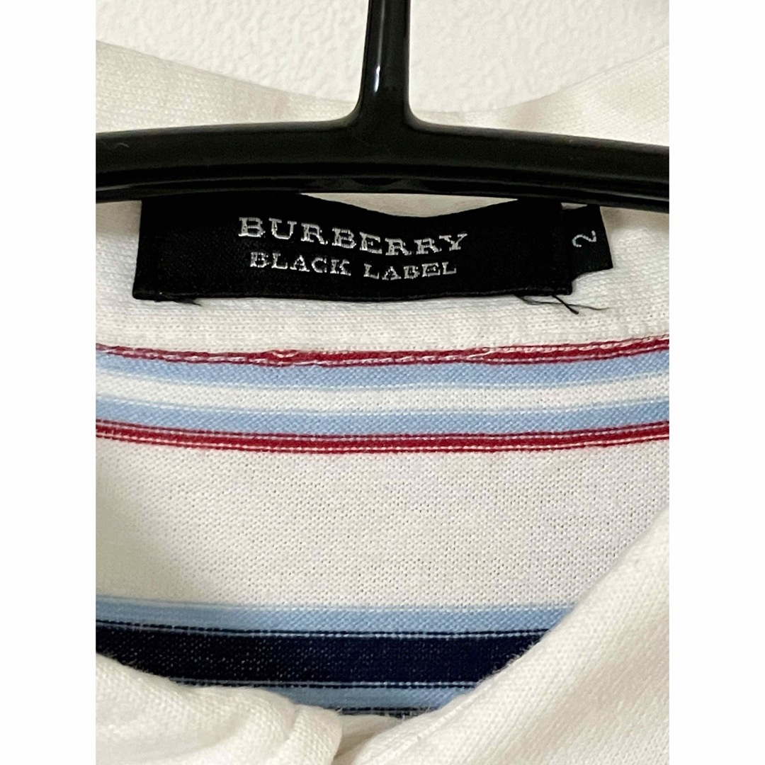 BURBERRY BLACK LABEL(バーバリーブラックレーベル)のBurberry Black label ポロシャツ M 白 マルチボーダー メンズのトップス(ポロシャツ)の商品写真
