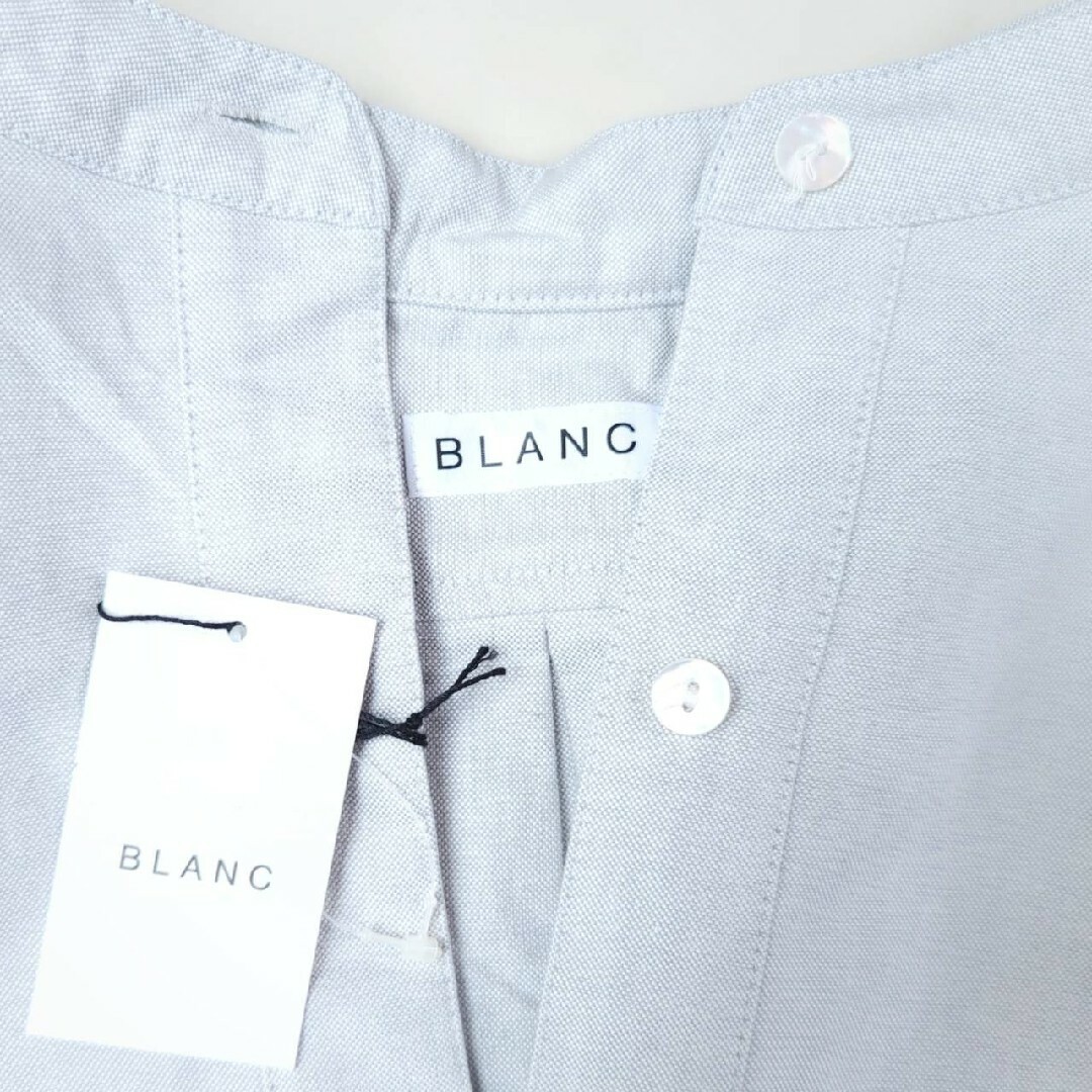 BLANC(ブラン)の極美品【タグ付/未使用】ブラン BLANC バンドカラーシャツワンピース グレー レディースのワンピース(ロングワンピース/マキシワンピース)の商品写真