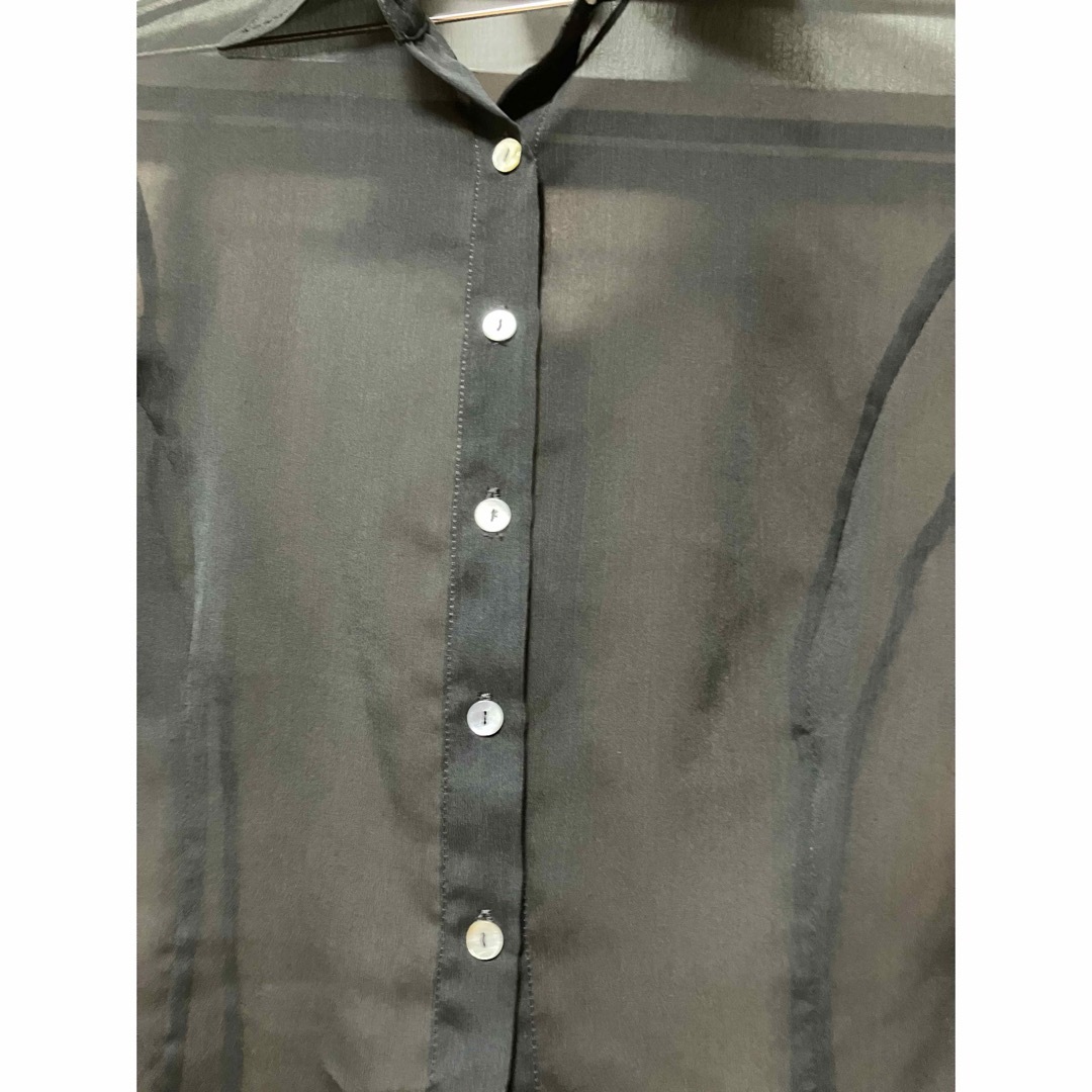 シースルーシャツ　黒 レディースのトップス(シャツ/ブラウス(長袖/七分))の商品写真