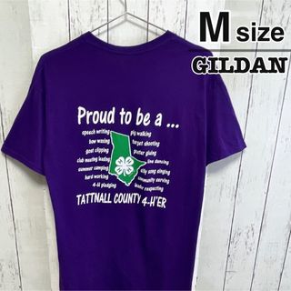 ギルタン(GILDAN)のUSA古着　GILDAN　Tシャツ　M　パープル　紫　カレッジロゴ　プリント(Tシャツ/カットソー(半袖/袖なし))