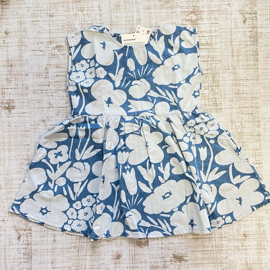 UNIQLO(ユニクロ)の【新品】marimekko×UNIQLO コットンキッズワンピース　5-6y キッズ/ベビー/マタニティのキッズ服女の子用(90cm~)(ワンピース)の商品写真