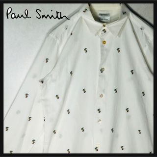 ポールスミス(Paul Smith)の【希少デザイン】ポールスミス うさぎロゴ 総柄 シャツ Mサイズ 白(シャツ)