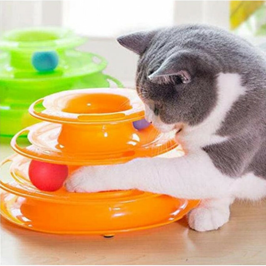 【即日発送】キャットボールタワー 猫 おもちゃ ストレス 運動不足解消 緑色 その他のペット用品(猫)の商品写真