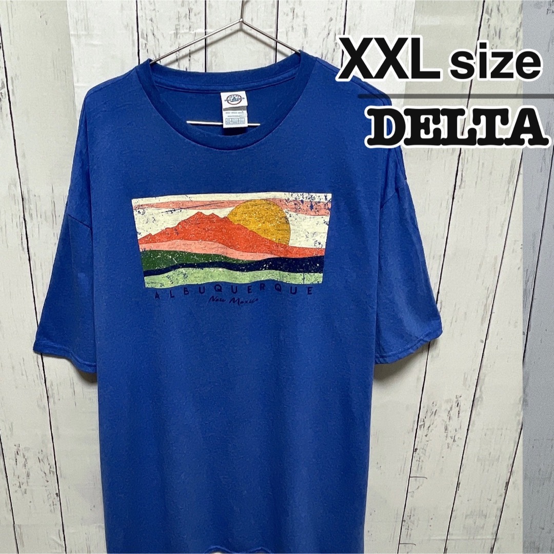 DELTA(デルタ)のDELTA　Tシャツ　XXL　ブルー　ニューメキシコ　プリント　ロゴ　USA古着 メンズのトップス(Tシャツ/カットソー(半袖/袖なし))の商品写真