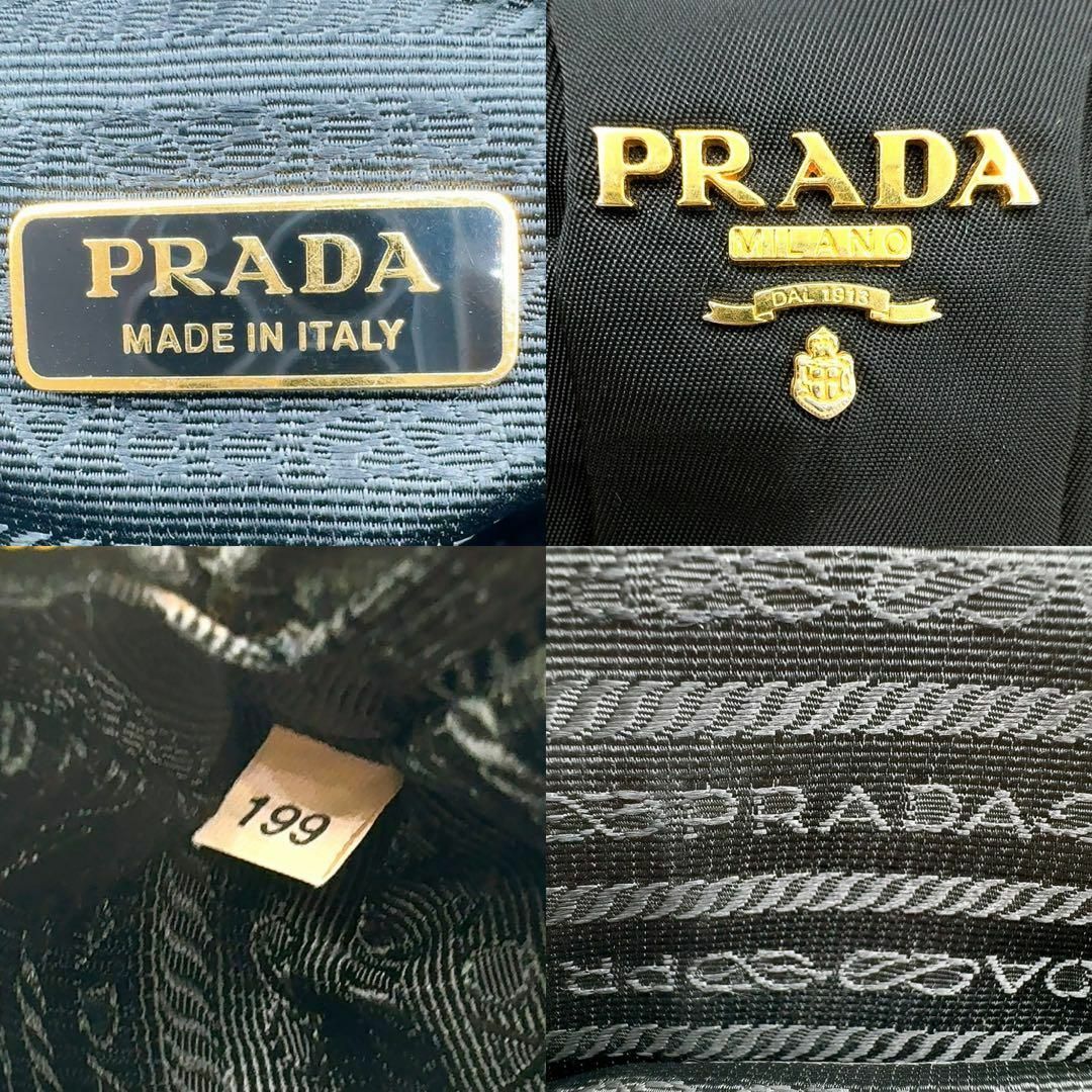 PRADA(プラダ)のPRADA プラダ マルチケース 化粧ポーチ 小物 リボン ブラック系×ゴールド レディースのファッション小物(ポーチ)の商品写真