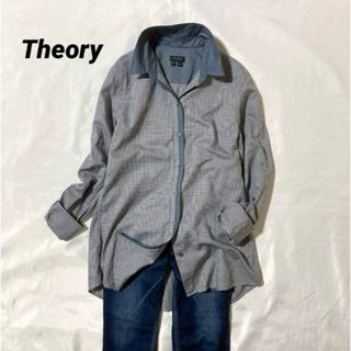 セオリー(theory)の【美品】Theory セオリー★グラフチェック　長袖シャツ　バイカラー　コットン(シャツ/ブラウス(長袖/七分))