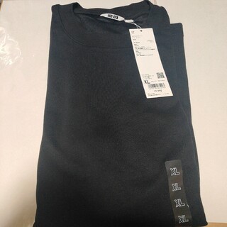 ユニクロ(UNIQLO)のユニクロ　エアリズムコットン クルーネックT　長袖　サイズXL　Black(Tシャツ/カットソー(七分/長袖))