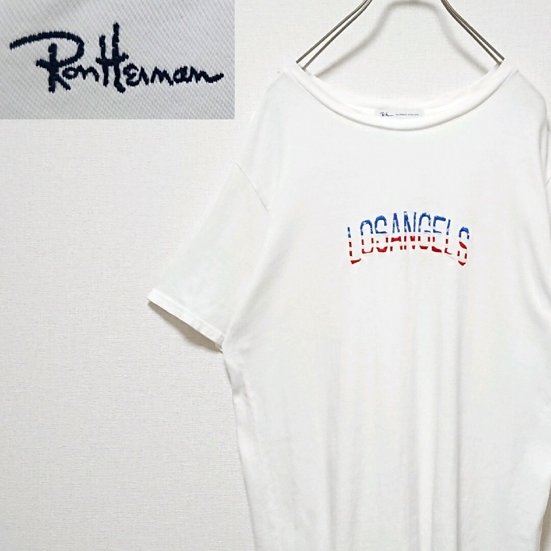 Ron Herman(ロンハーマン)のロンハーマン センター 刺繍 ロゴ ホワイト 半袖 Tシャツ メンズのトップス(Tシャツ/カットソー(半袖/袖なし))の商品写真