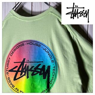 ステューシー(STUSSY)の【美品 L】ステューシー 両面プリント ネオン ストックロゴ Tシャツ ライム(Tシャツ/カットソー(半袖/袖なし))