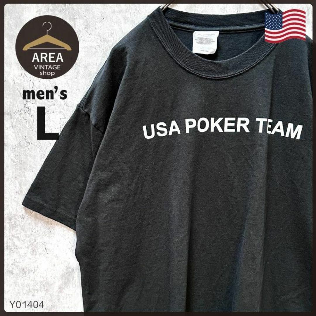 古着 PORT アメリカ Tシャツ 半袖 メンズ Lサイズ USA ブラック黒 メンズのトップス(Tシャツ/カットソー(半袖/袖なし))の商品写真