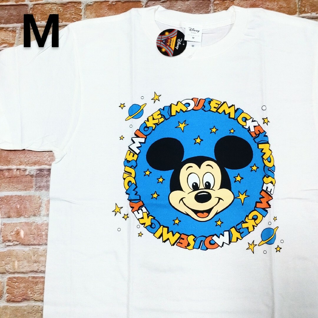 Disney(ディズニー)の【新品】ディズニー ミッキー Tシャツ M ホワイト ビッグフェイス ゆるダボ メンズのトップス(Tシャツ/カットソー(半袖/袖なし))の商品写真