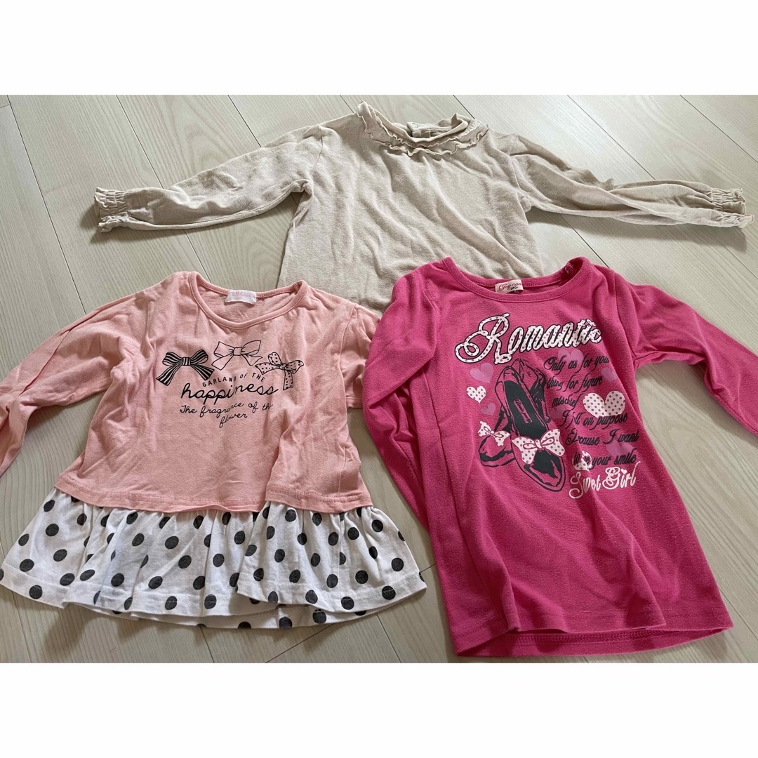 女の子　120 ロンT、カットソー3点 キッズ/ベビー/マタニティのキッズ服女の子用(90cm~)(Tシャツ/カットソー)の商品写真