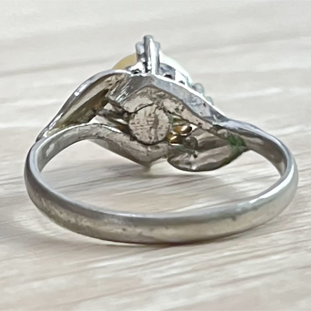 【silver】4本立爪 真珠 7mm 葉っぱ リング レディースのアクセサリー(リング(指輪))の商品写真