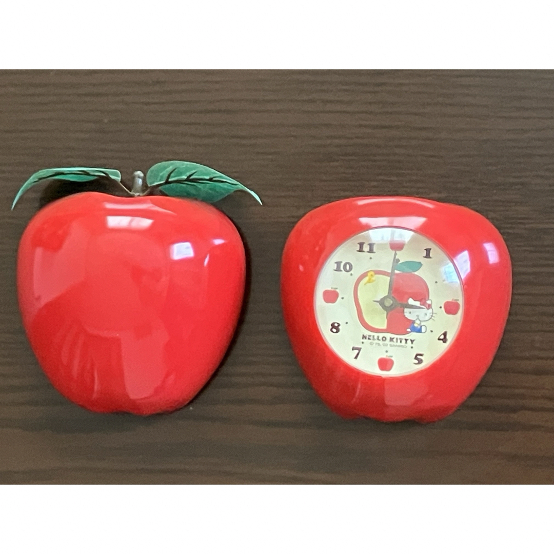 ハローキティ(ハローキティ)の【訳あり】ハローキティ りんご型 置き時計 エンタメ/ホビーのおもちゃ/ぬいぐるみ(キャラクターグッズ)の商品写真